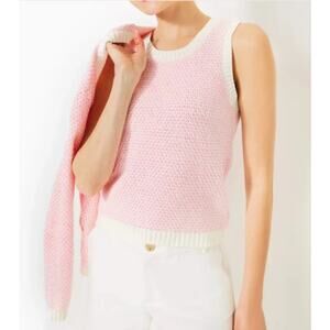 LILLY PULITZER Cavan Textured Knit Sweater Top Medium Heather Pink NWOT